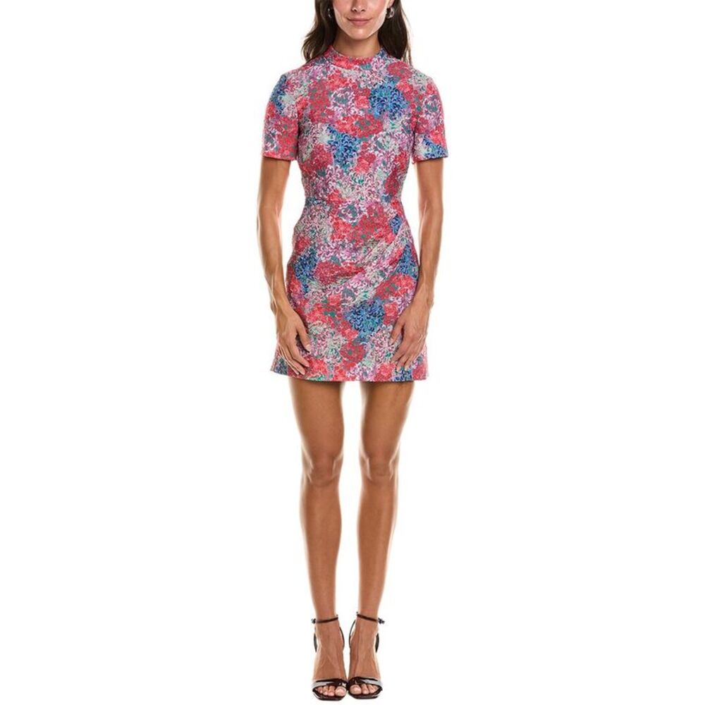 Saloni Womens  Draped Textured Waffle Mini Dress, Blue